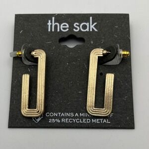 The Sak Gold Tone Open U Shape Earrings Minimalist Modern Recycled Metal‎